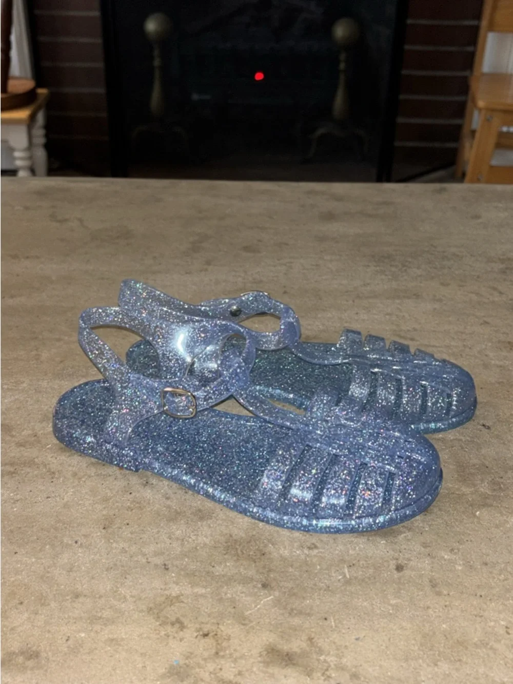 Kids Glitter Jelly Sandals - Sparkling Blue (A-6)
